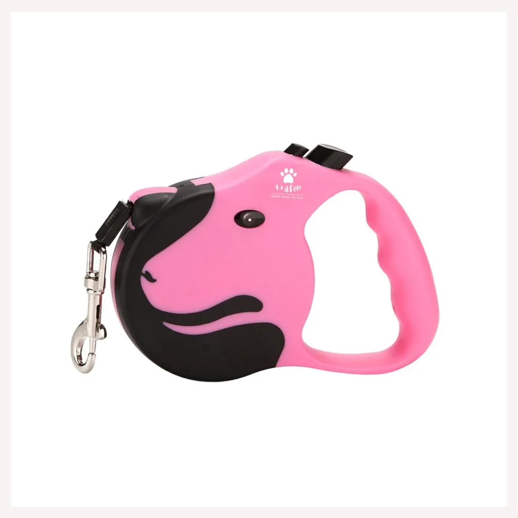 A a Pets' Retractable Leash with Lock-Unlock Technology-Pink (5 meters)