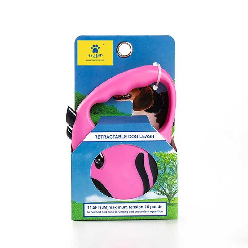 A a Pets' Retractable Leash with Lock-Unlock Technology-Pink (5 meters)