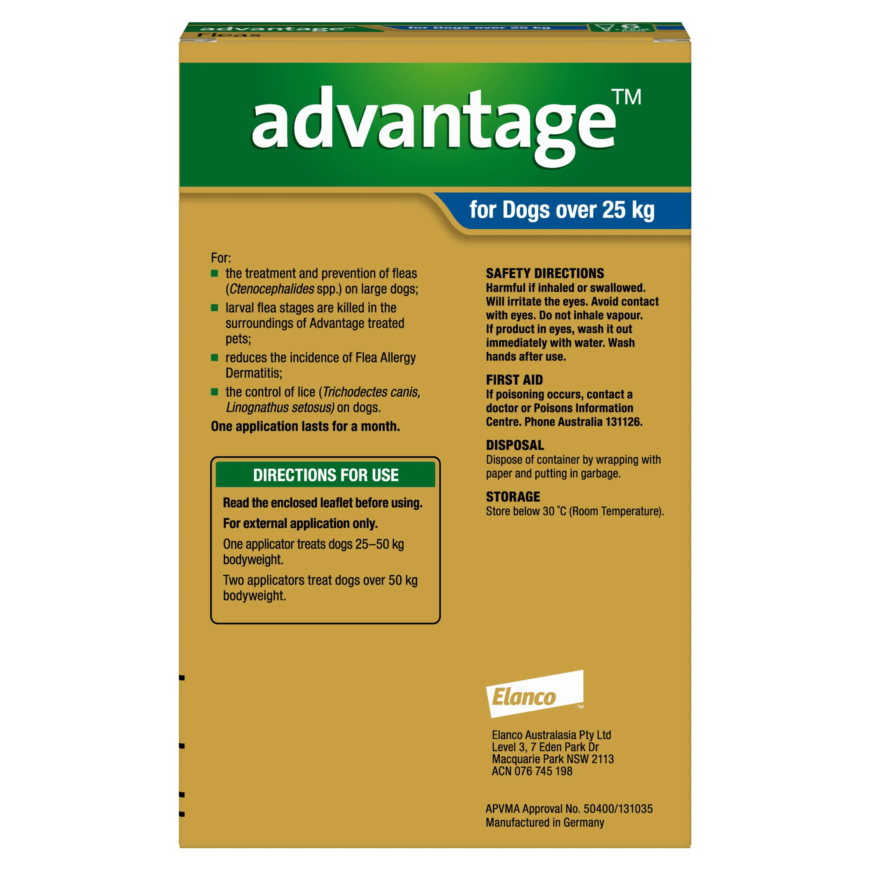 Advantage - Flea Treatment for Dogs over 25kg (6pk)