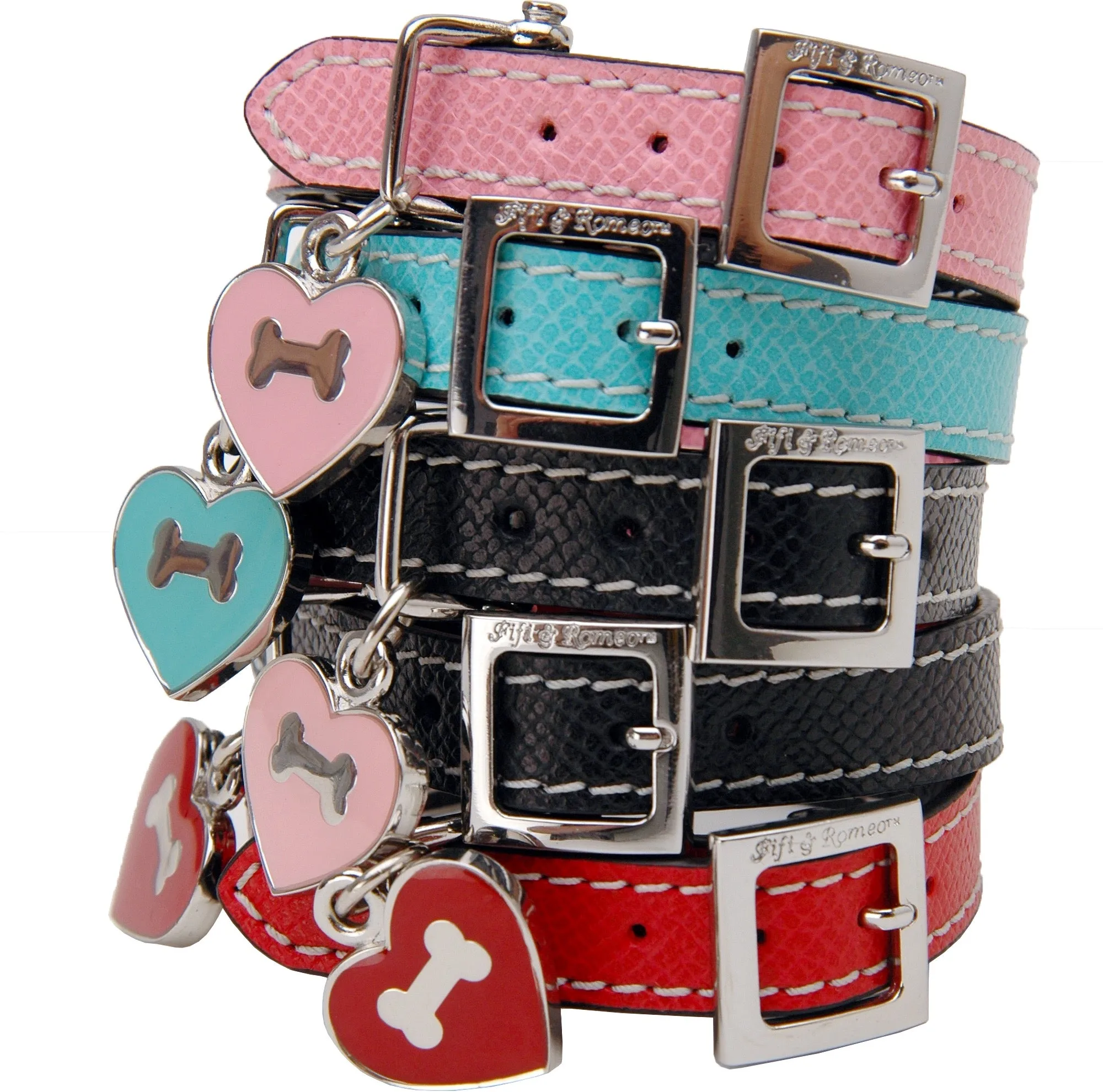 Black & Aqua Leather Collar