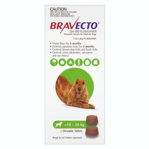 Bravecto - Chewable Flea & Tick Tablet for Medium Dogs (2pk)