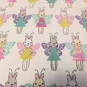 Butterfly Rabbit FLANNEL on White
