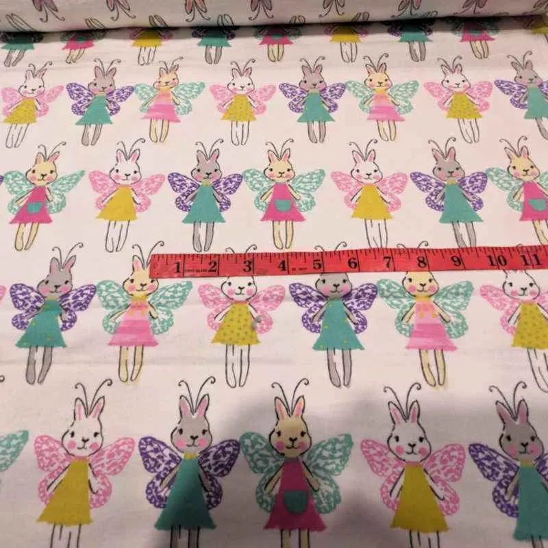 Butterfly Rabbit FLANNEL on White