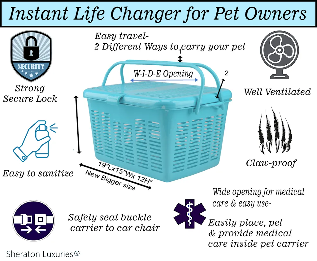 Cat & Pet Carrier For Scared & Special Needs Cats - (Last Pet Carriers Available-We Will No Longer Carrier Anymore)Generous Wide Opening, Top Loading Hard Carriers for Cats & Small Animals - in Pink, Blue, Orange & Purple