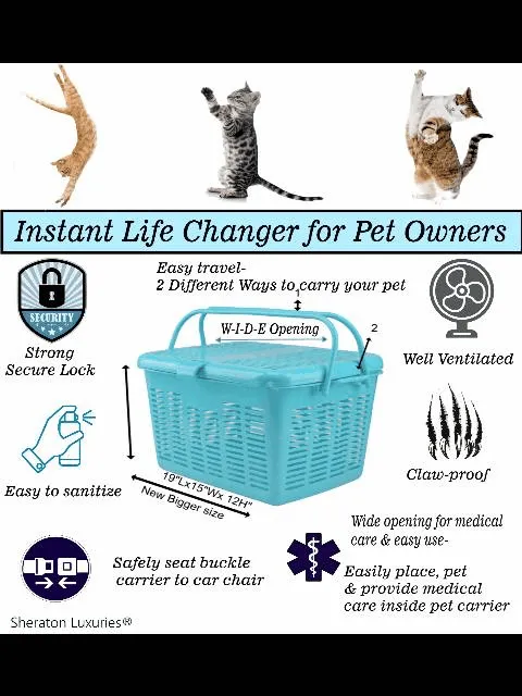Cat & Pet Carrier For Scared & Special Needs Cats - (Last Pet Carriers Available-We Will No Longer Carrier Anymore)Generous Wide Opening, Top Loading Hard Carriers for Cats & Small Animals - in Pink, Blue, Orange & Purple