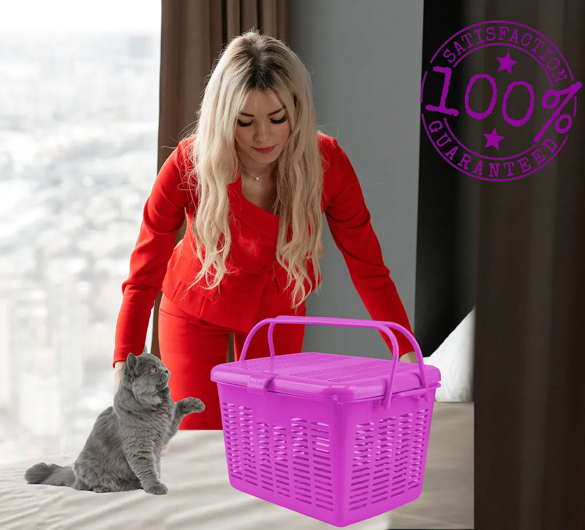 Cat & Pet Carrier For Scared & Special Needs Cats - (Last Pet Carriers Available-We Will No Longer Carrier Anymore)Generous Wide Opening, Top Loading Hard Carriers for Cats & Small Animals - in Pink, Blue, Orange & Purple