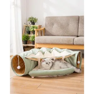 Cat Tunnel Bed with Cushion Mat