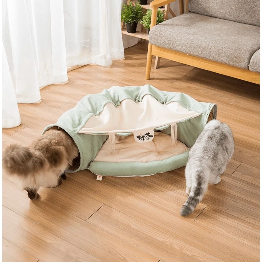 Cat Tunnel Bed with Cushion Mat