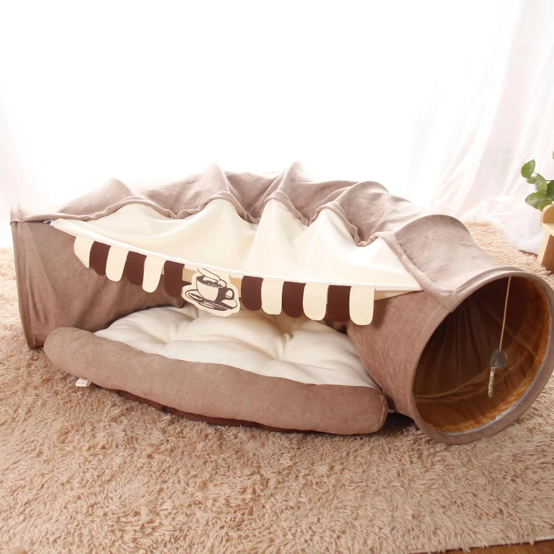 Cat Tunnel Bed with Cushion Mat