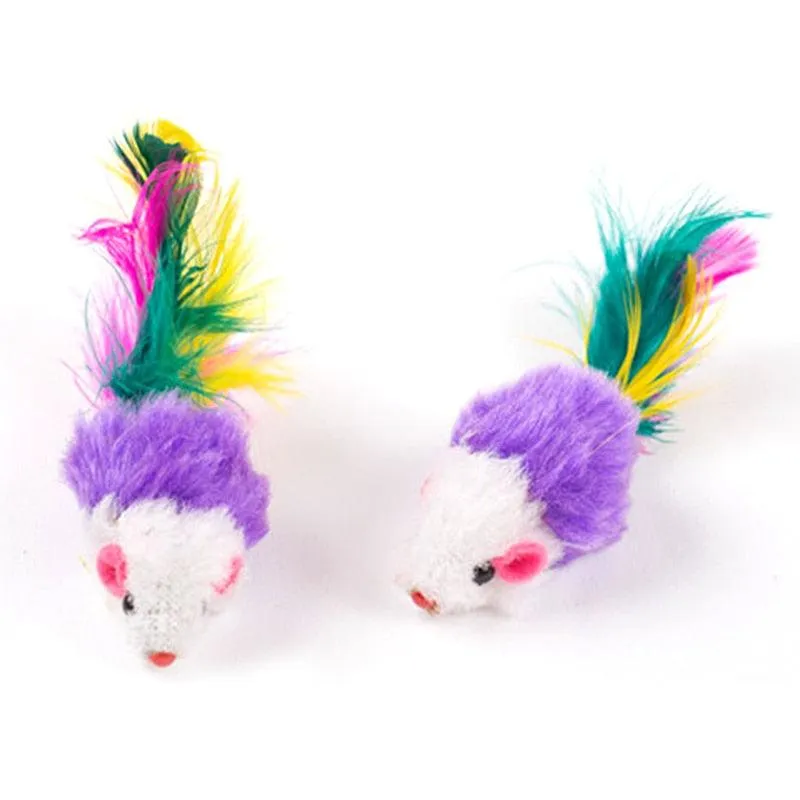 Colorful Feather Soft Fleece Mouse Cat Toys