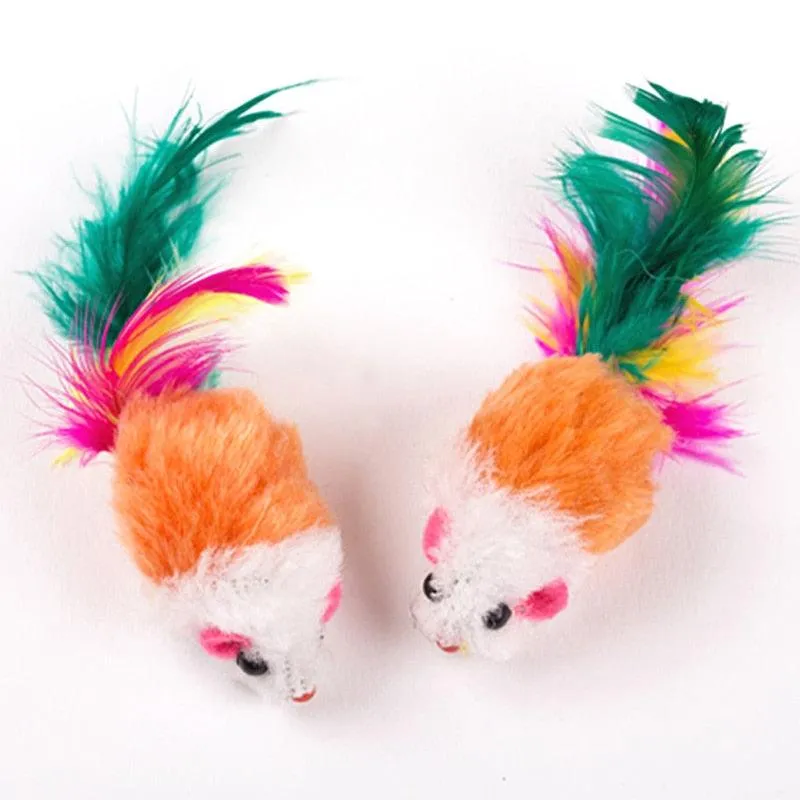 Colorful Feather Soft Fleece Mouse Cat Toys
