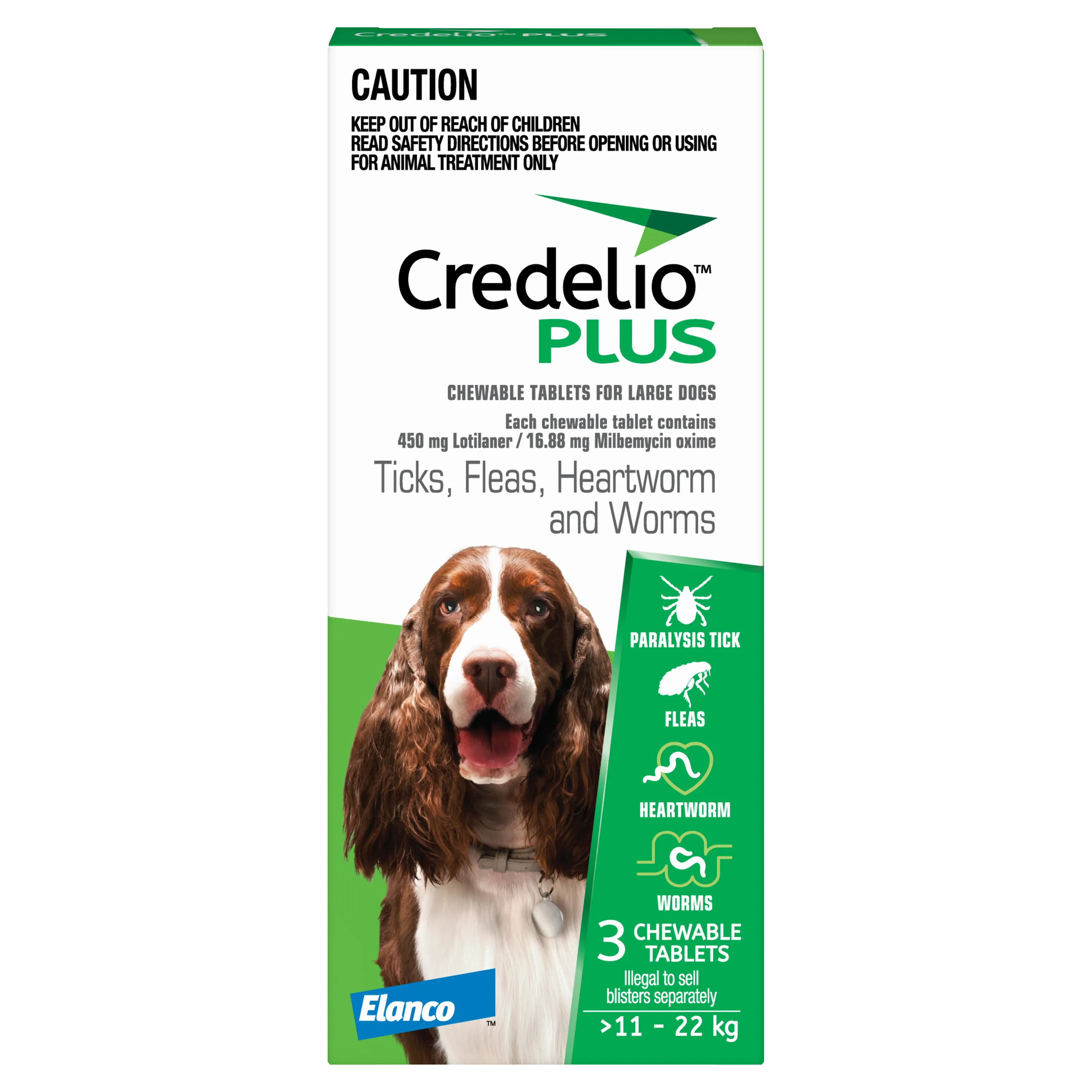 Credelio Plus - Chewable Tablets for Large Dogs (11-22kg) (3pk)