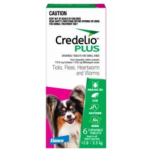 Credelio Plus - Chewable Tablets for Small Dogs (2.5-5.5kg) (6pk)