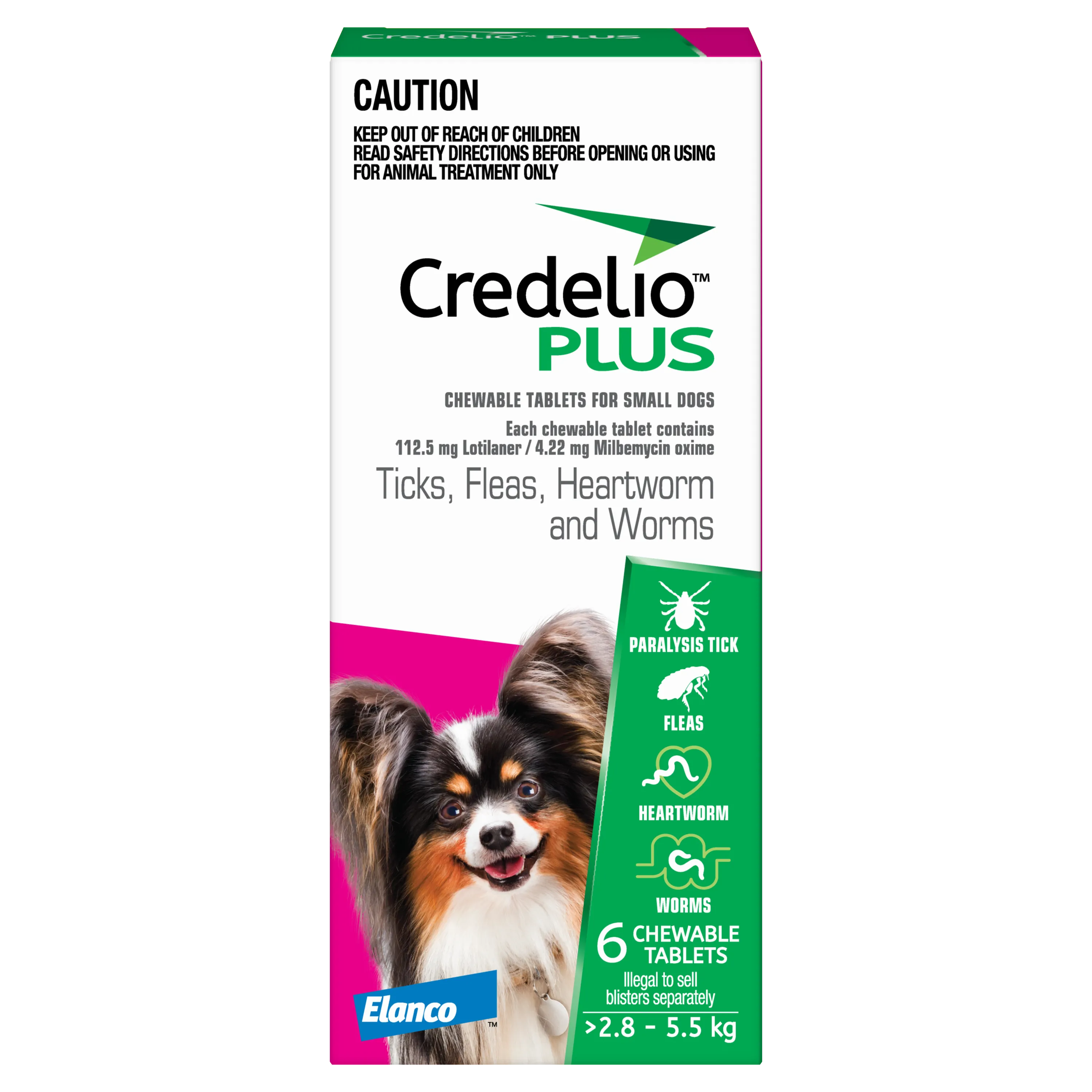 Credelio Plus - Chewable Tablets for Small Dogs (2.5-5.5kg) (6pk)