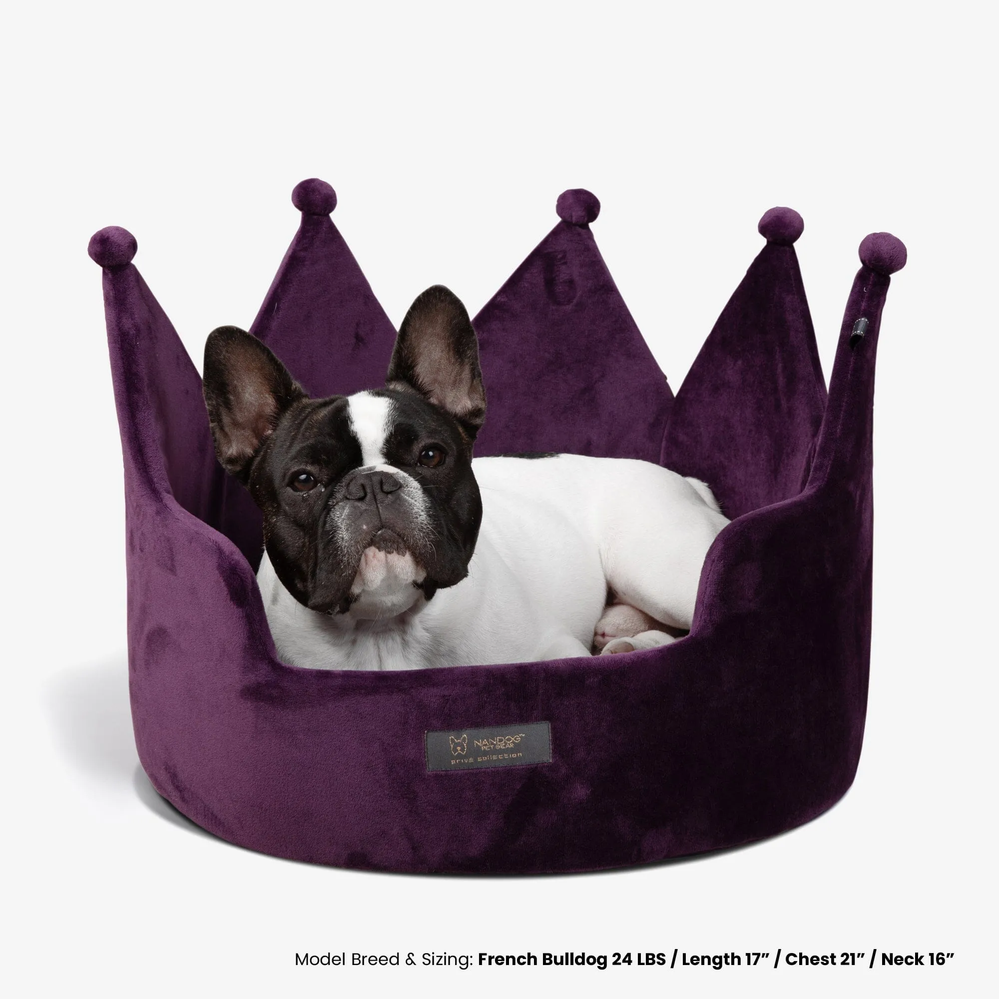 Crown Dog & Cat Fun Bed Cloud Prive Collection - Royal Purple