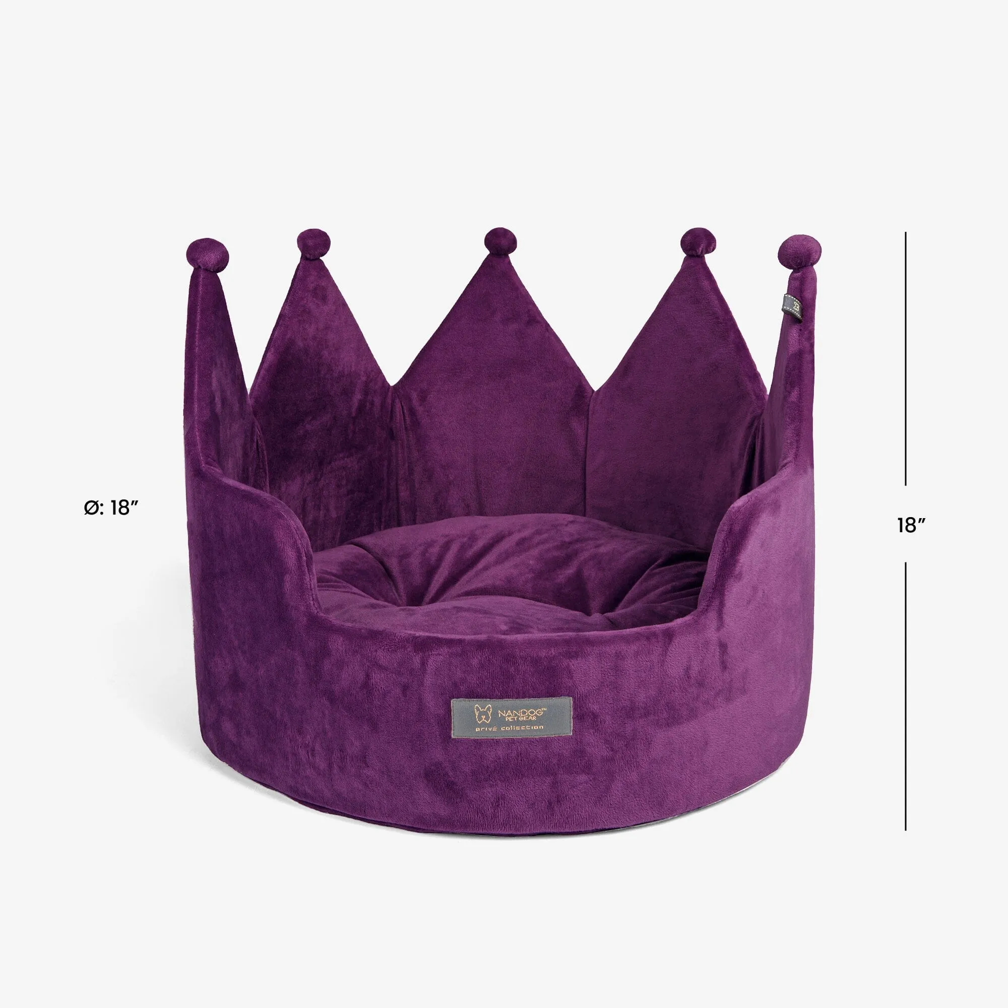 Crown Dog & Cat Fun Bed Cloud Prive Collection - Royal Purple