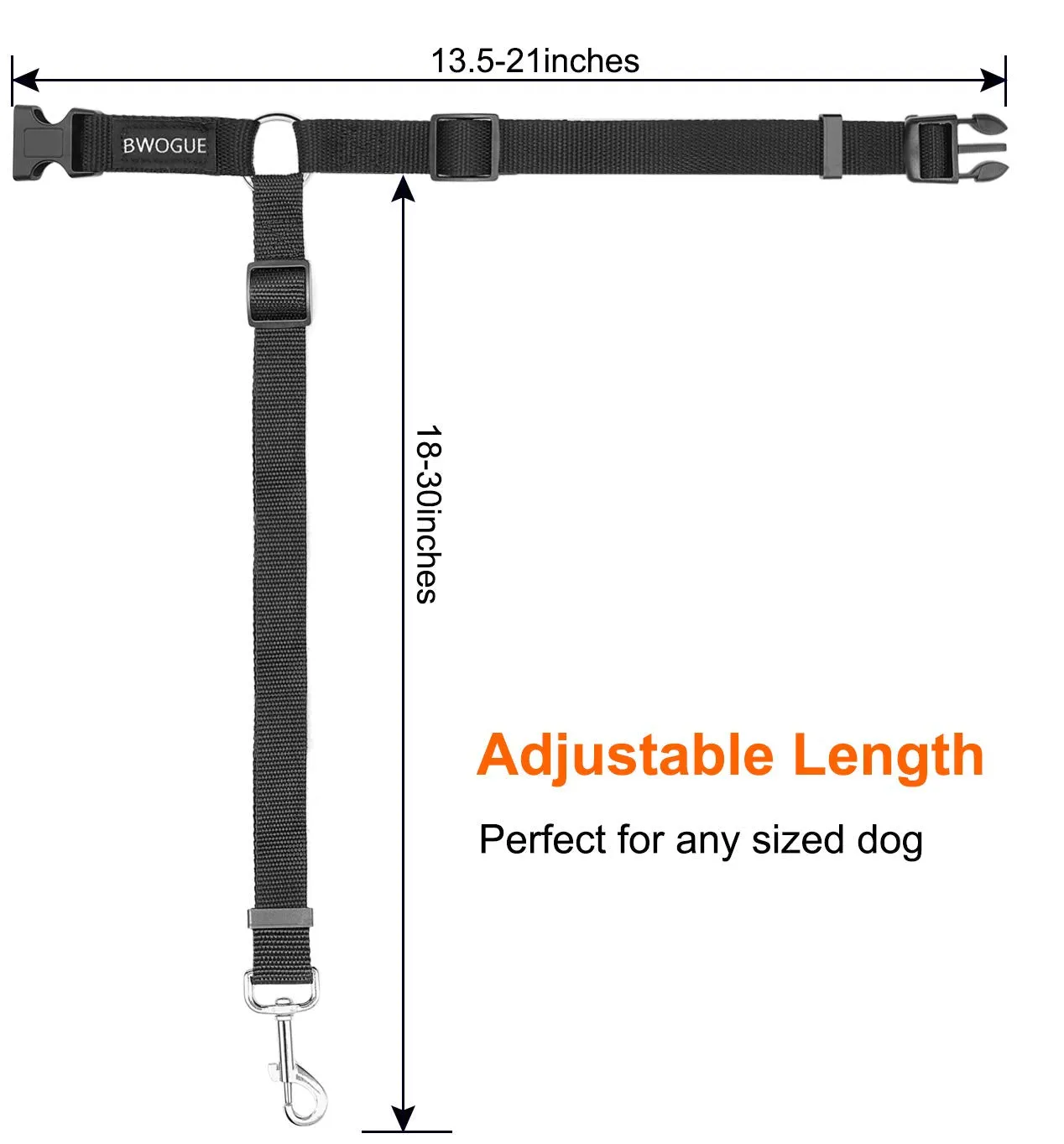 Dog Cat Safety Seat Belt Strap - 2 pack Black