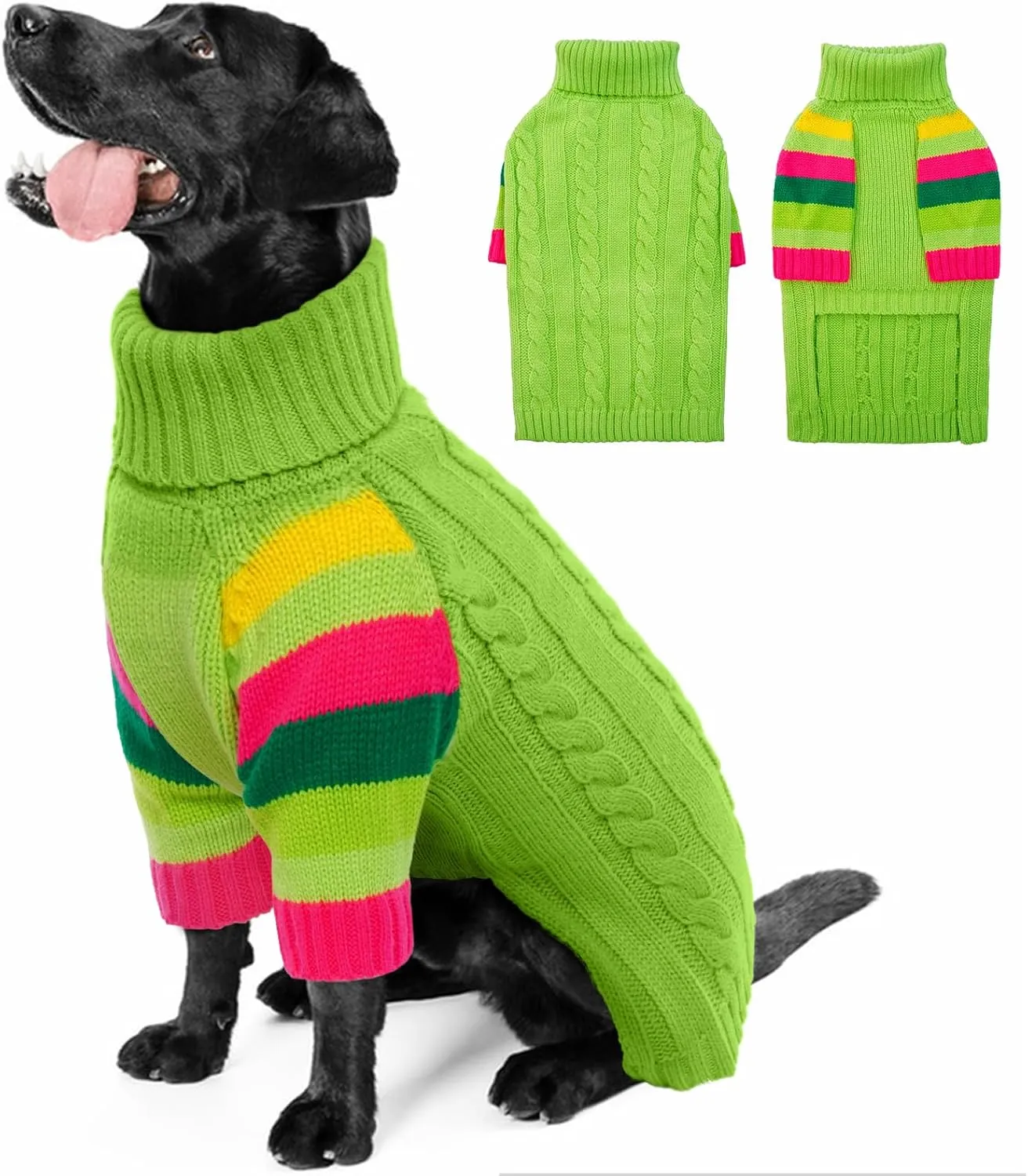 Dog Sweater Thick, Sweaters for Large Size Dogs Comfy, Stretchy Pullover Dog Sweater for Large Doggie, Christmas Dogs Sweaters Unisex, Warm Pet Knitwear Boston Terrier, Frenchie (Green L)