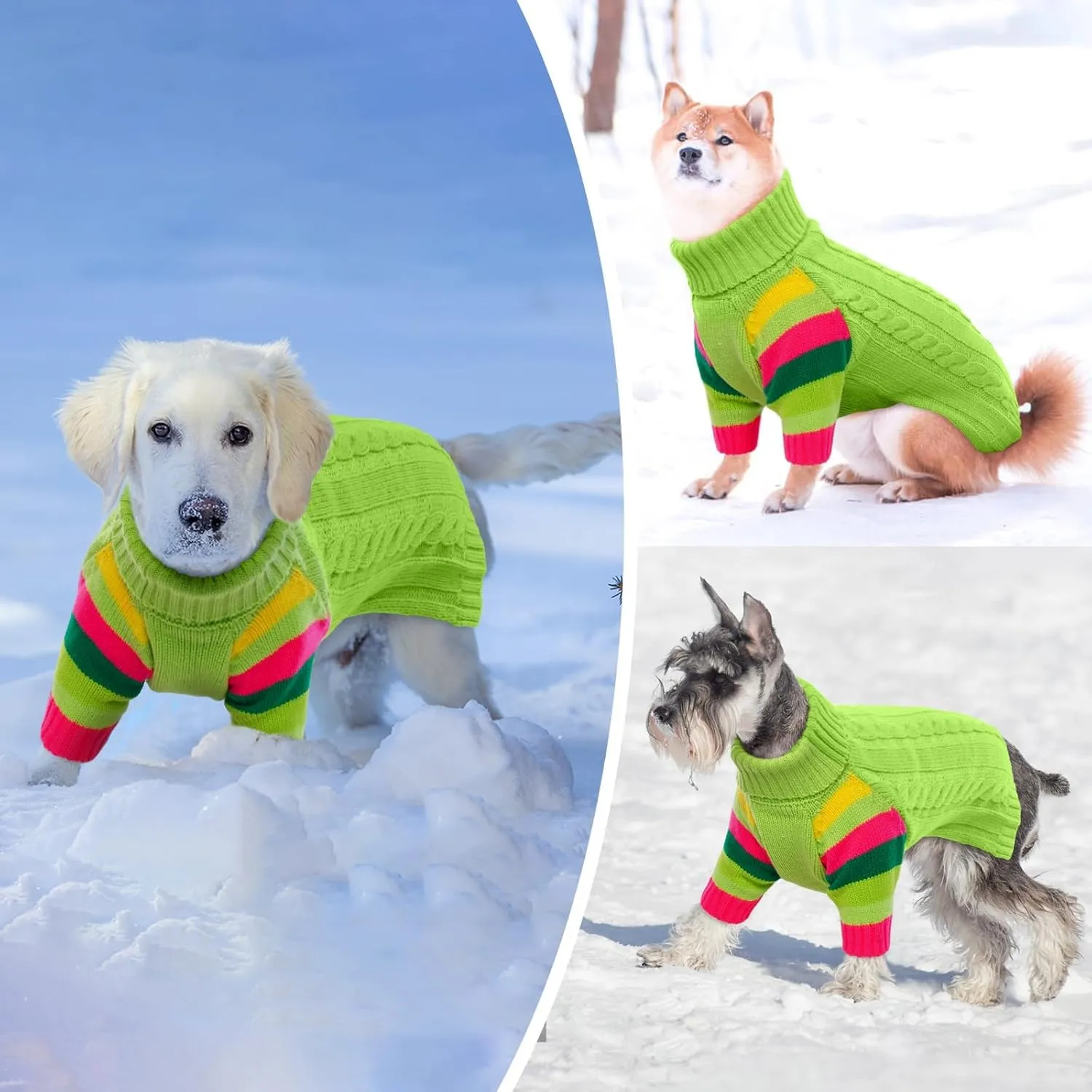 Dog Sweater Thick, Sweaters for Large Size Dogs Comfy, Stretchy Pullover Dog Sweater for Large Doggie, Christmas Dogs Sweaters Unisex, Warm Pet Knitwear Boston Terrier, Frenchie (Green L)
