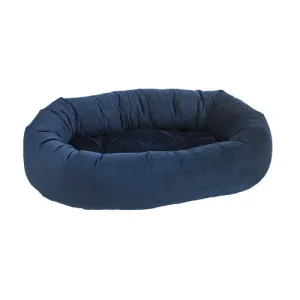 EuroVelvet Donut Bolstered Dog Bed — Navy