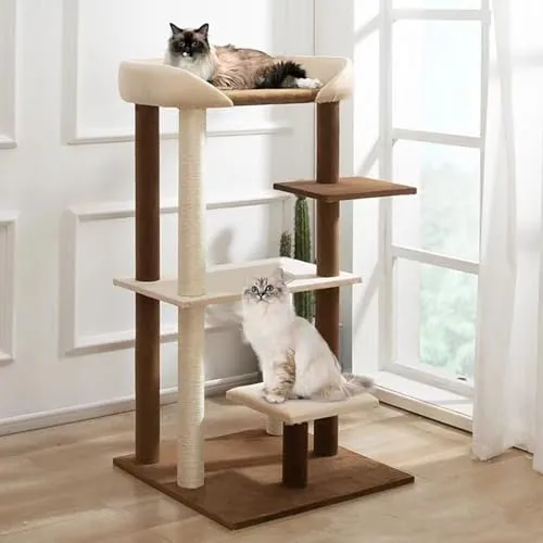 Extra Large Modern Cat Tree Tower for Large Cat Maine Coon with 5 Levels and Big Cat Couch Sofa Platform Perch Bed