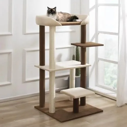 Extra Large Modern Cat Tree Tower for Large Cat Maine Coon with 5 Levels and Big Cat Couch Sofa Platform Perch Bed
