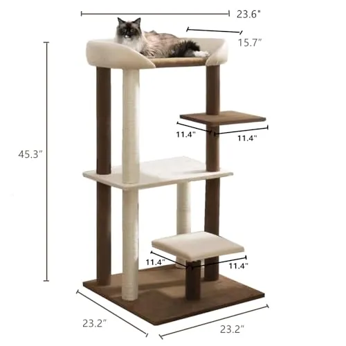 Extra Large Modern Cat Tree Tower for Large Cat Maine Coon with 5 Levels and Big Cat Couch Sofa Platform Perch Bed