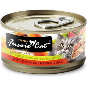 Fussie Cat Premium Tuna With Chicken Liver In Aspic Grain-Free Canned Cat Food 80g