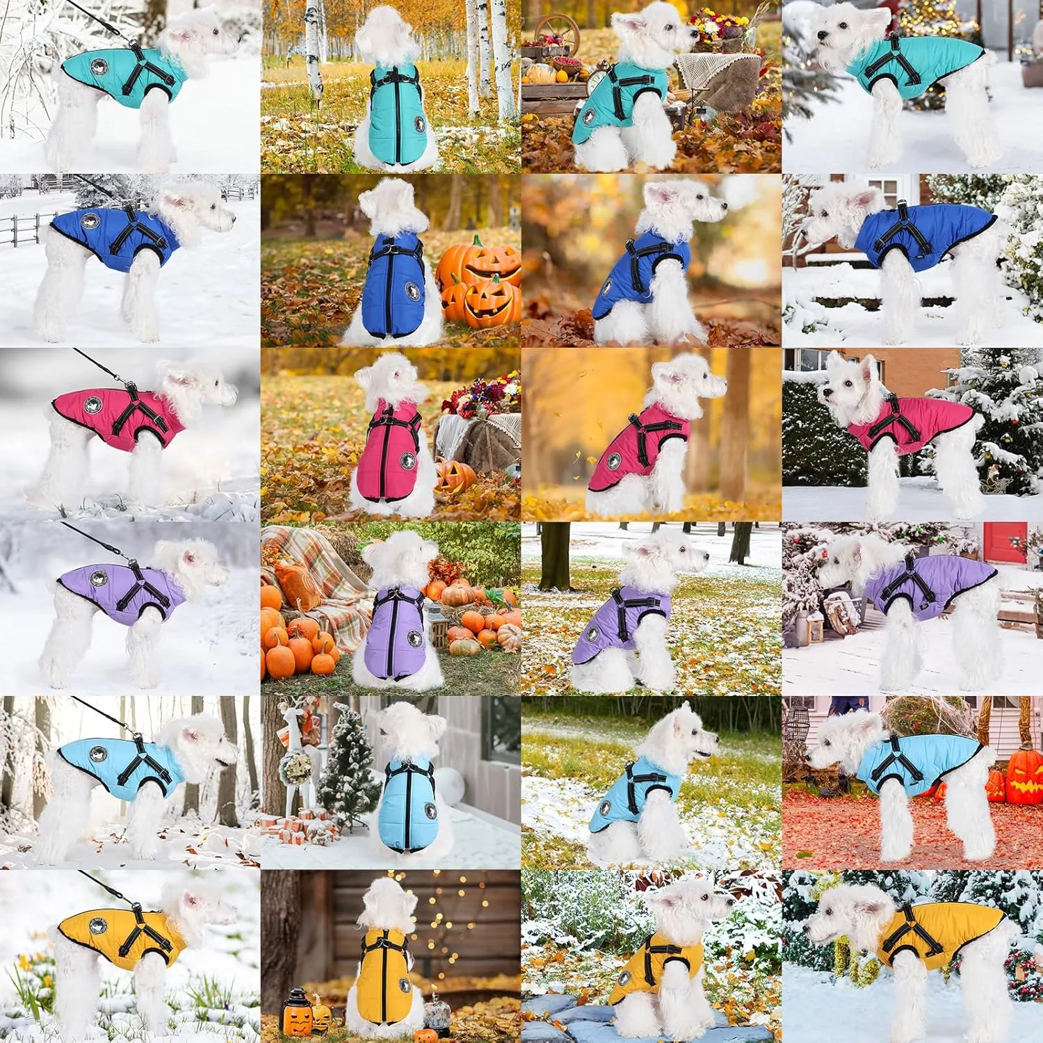 Gyuzh Dog Coat with Harness Puppy Coats Small Dog Harness Jacket Winter Waterproof Jackets for Smal Medium Large Dogs