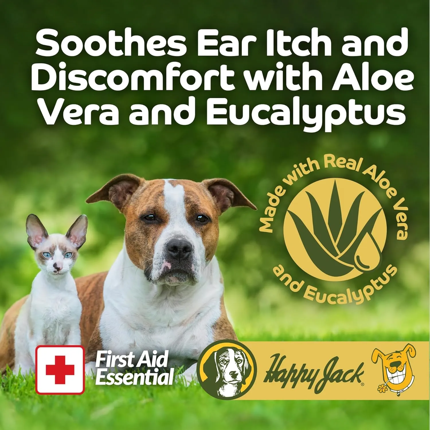 HAPPY JACK Dog Ear Wipes with Aloe Soothe Itch and Discomfort from Dog Ear Infection, Aloe Vera-Cucumber Pet Cleaner Wipes are Great for Pup's Itchy Relief, 100 Ct