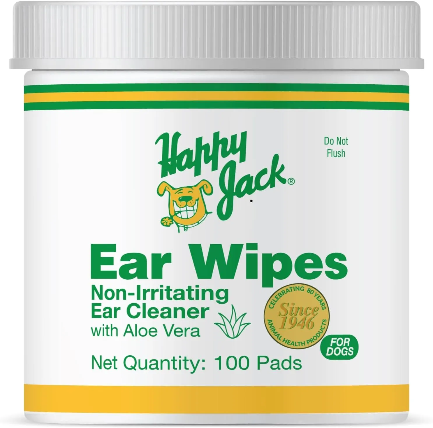 HAPPY JACK Dog Ear Wipes with Aloe Soothe Itch and Discomfort from Dog Ear Infection, Aloe Vera-Cucumber Pet Cleaner Wipes are Great for Pup's Itchy Relief, 100 Ct