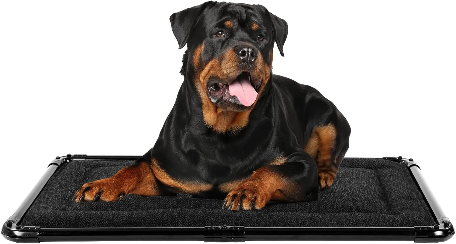 Hombys Chew Proof Dog Crate Bed with Aluminum Frame Edge, Armored Padded Mat Indestructible & Durable for Aggressive Chewers & Crazy Diggers, Tough Dog Bed Waterproof & Washable - 27 x 41