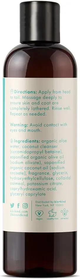 kin kind Organics Jasmine & Lily Oatmeal Shampoo for Dogs (12 oz)