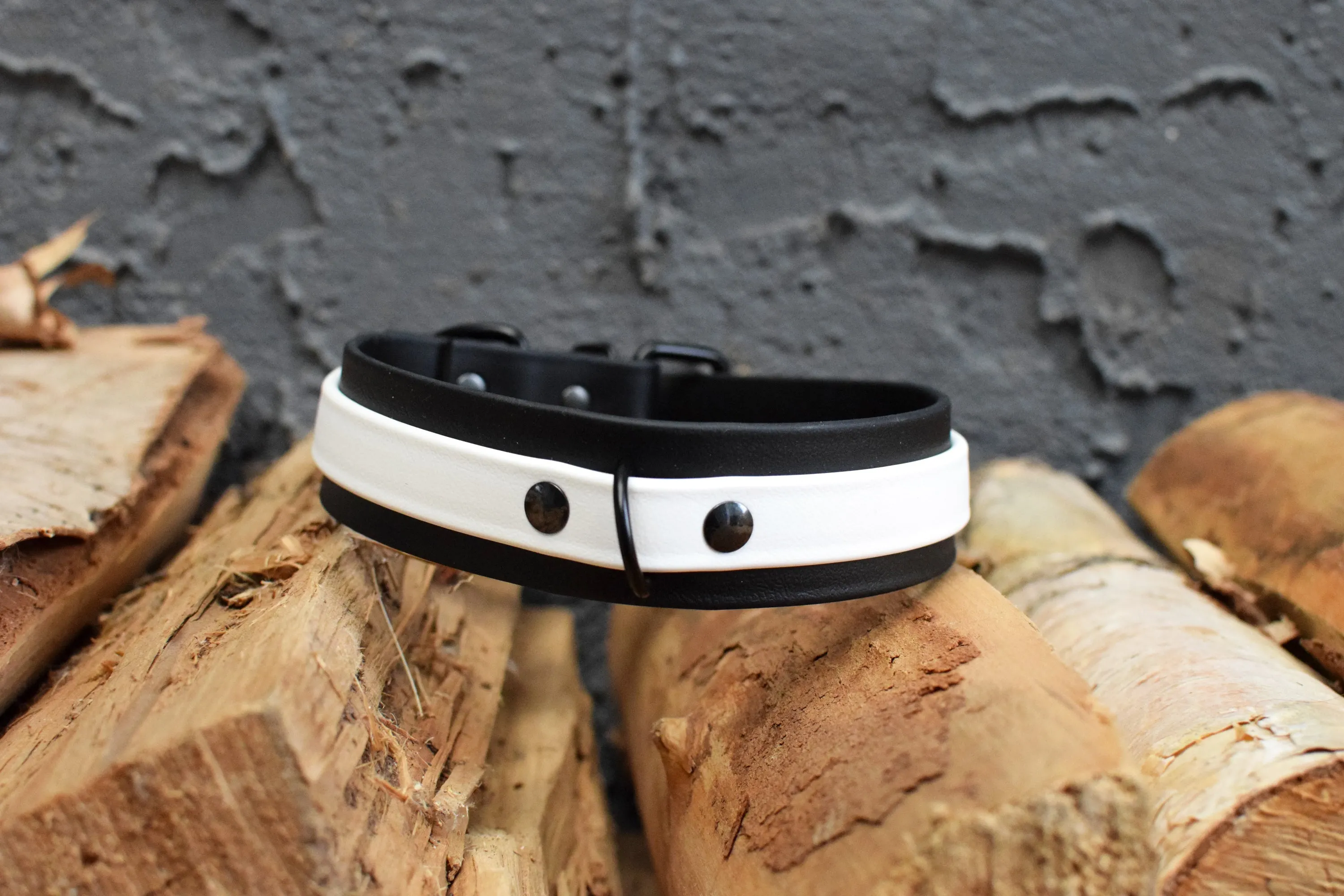 LUCI COLLECTION - Black & White Biothane Dog Collar