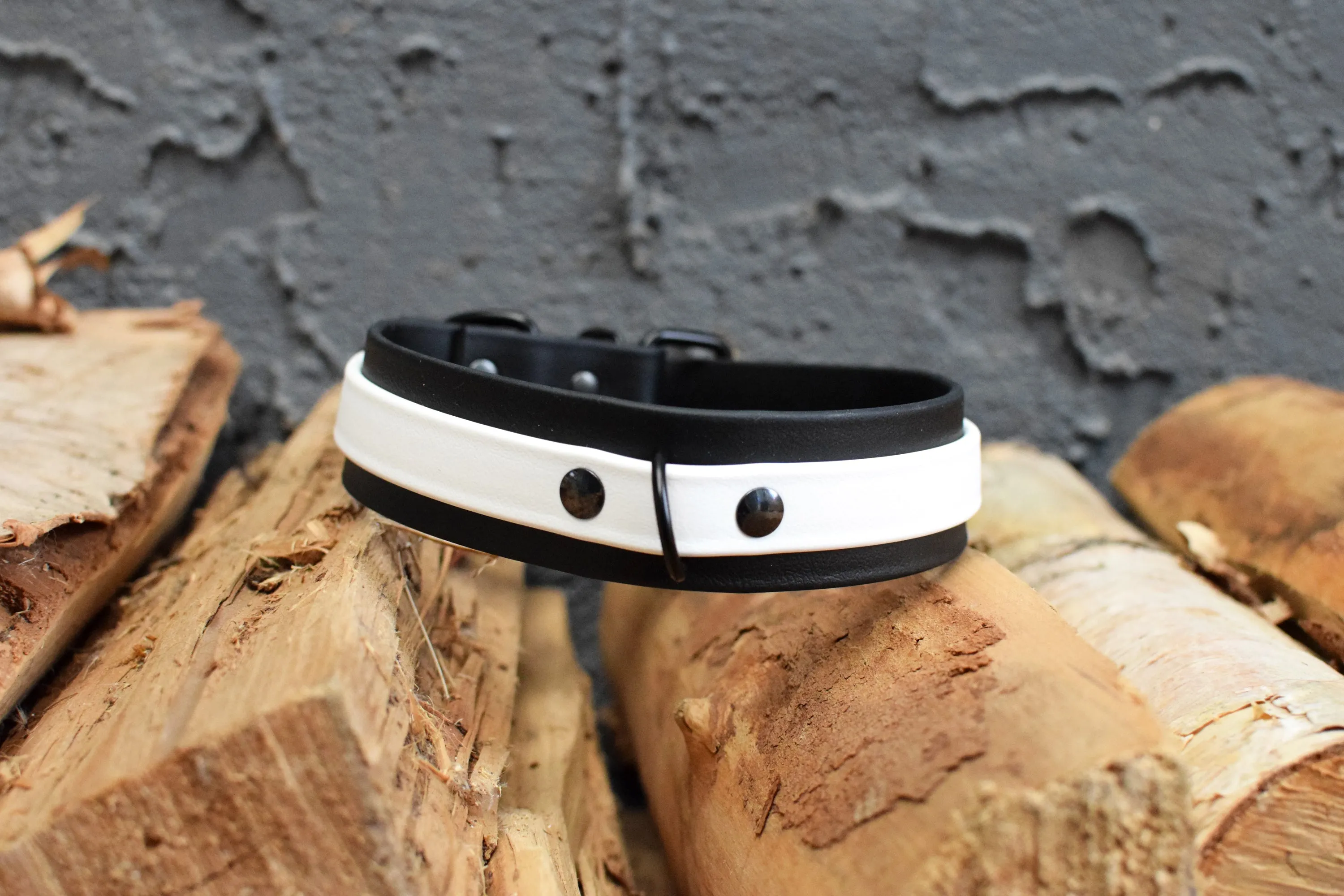 LUCI COLLECTION - Black & White Biothane Dog Collar