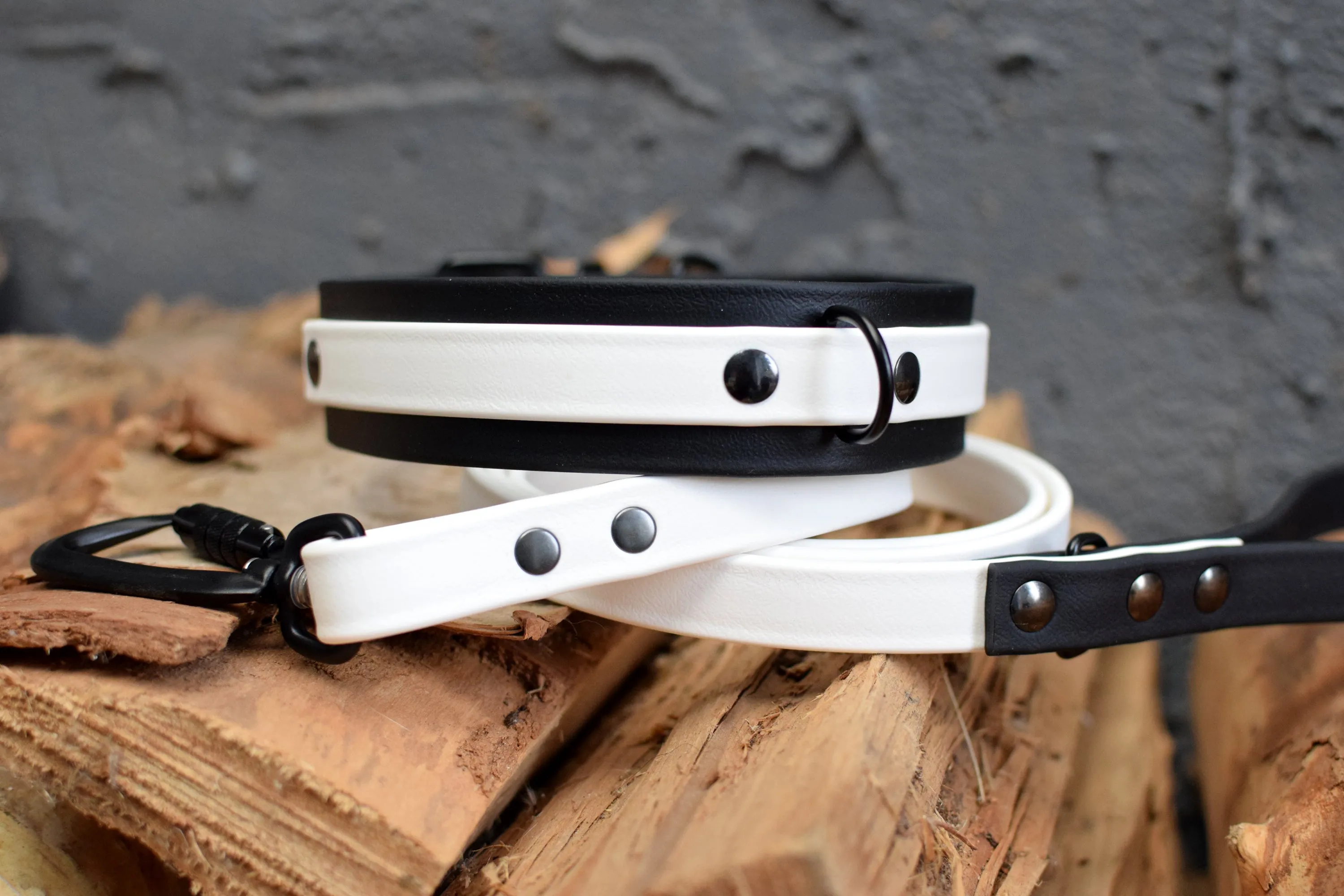LUCI COLLECTION - Black & White Biothane Dog Collar