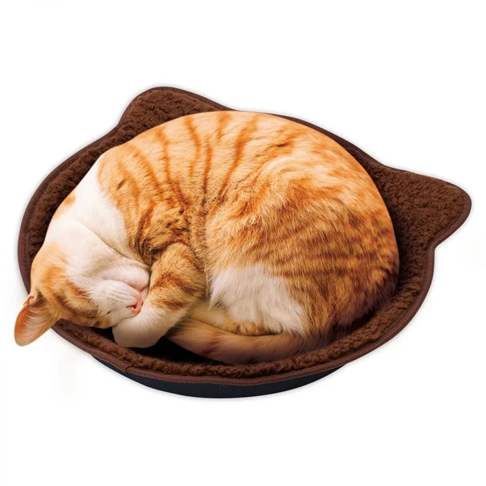 Marukan Cat Shape Warm Brown Cat Bed
