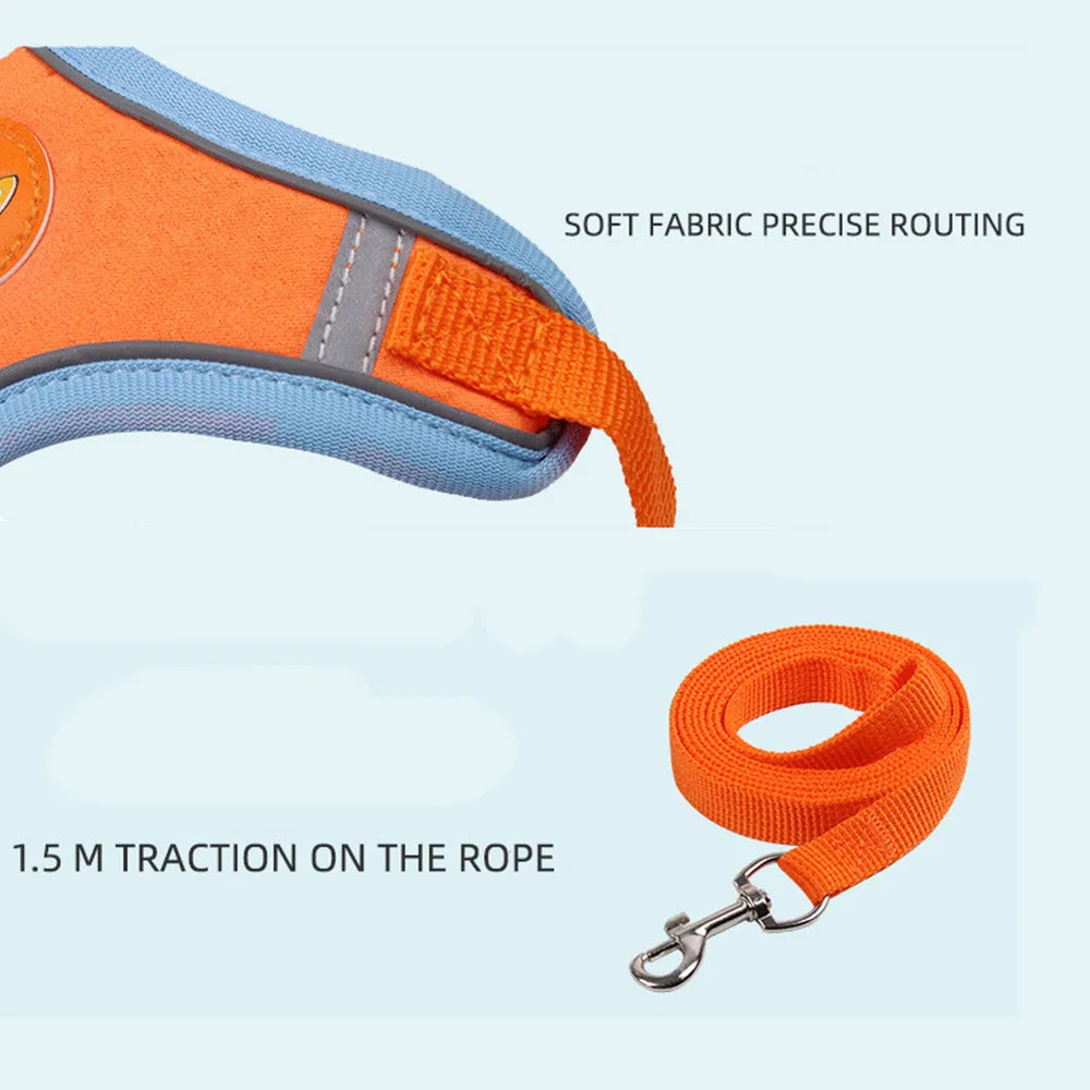 PAWS ASIA Factory Suede Luxury Pets Accessories Reflective Dog Harness And Leashes Chest Set