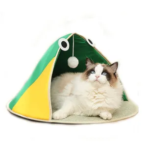 PAWS ASIA Wholesale Summer Rattan Cute Funny Semi Enclosed Comfy Washable Cat Bed