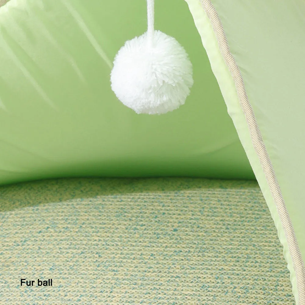 PAWS ASIA Wholesale Summer Rattan Cute Funny Semi Enclosed Comfy Washable Cat Bed