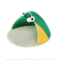 PAWS ASIA Wholesale Summer Rattan Cute Funny Semi Enclosed Comfy Washable Cat Bed
