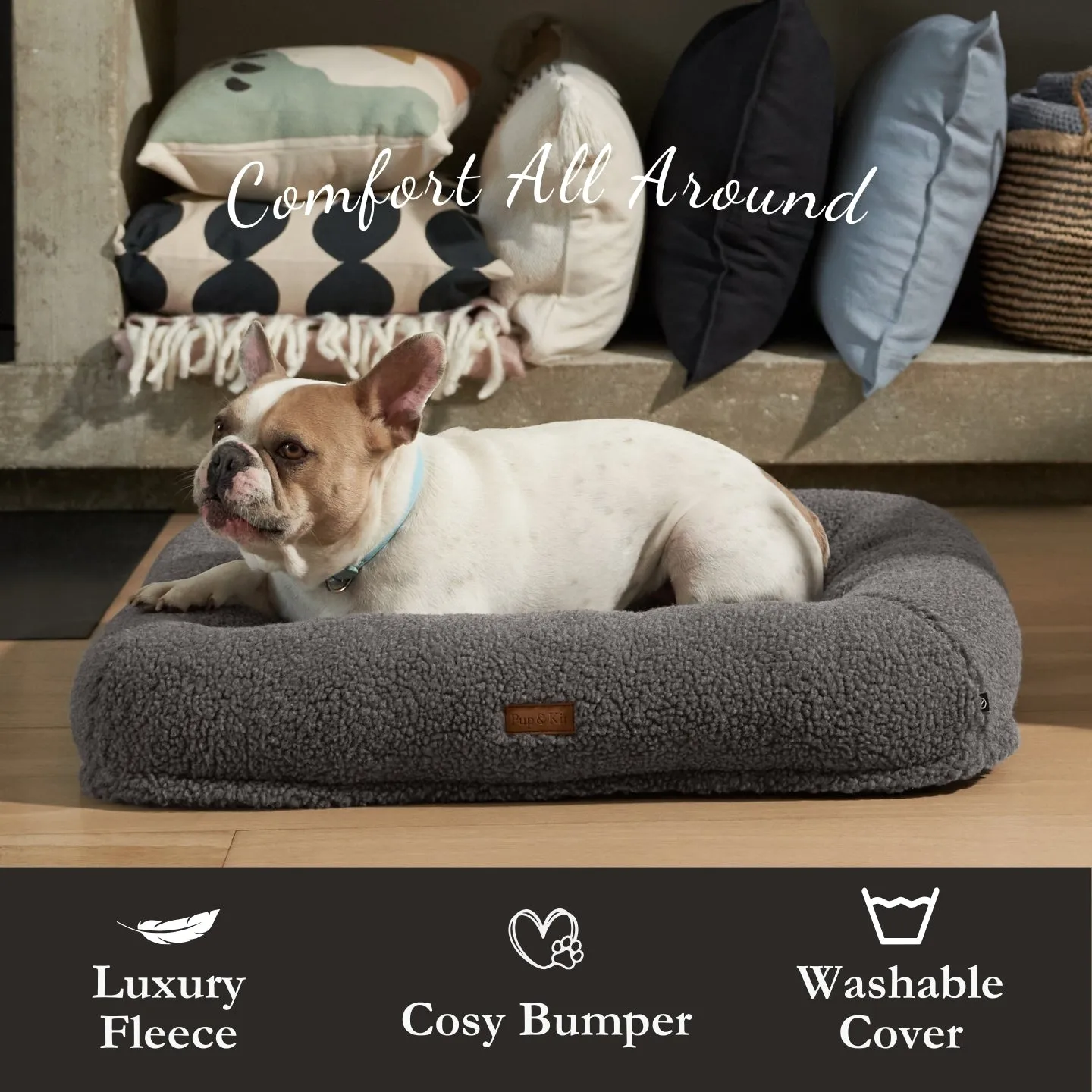 PupPillow Dog Bed - Large Slate Grey