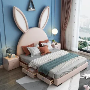 Rabbit Children's Bed Simple Style Solid Wood Bedroom Bed