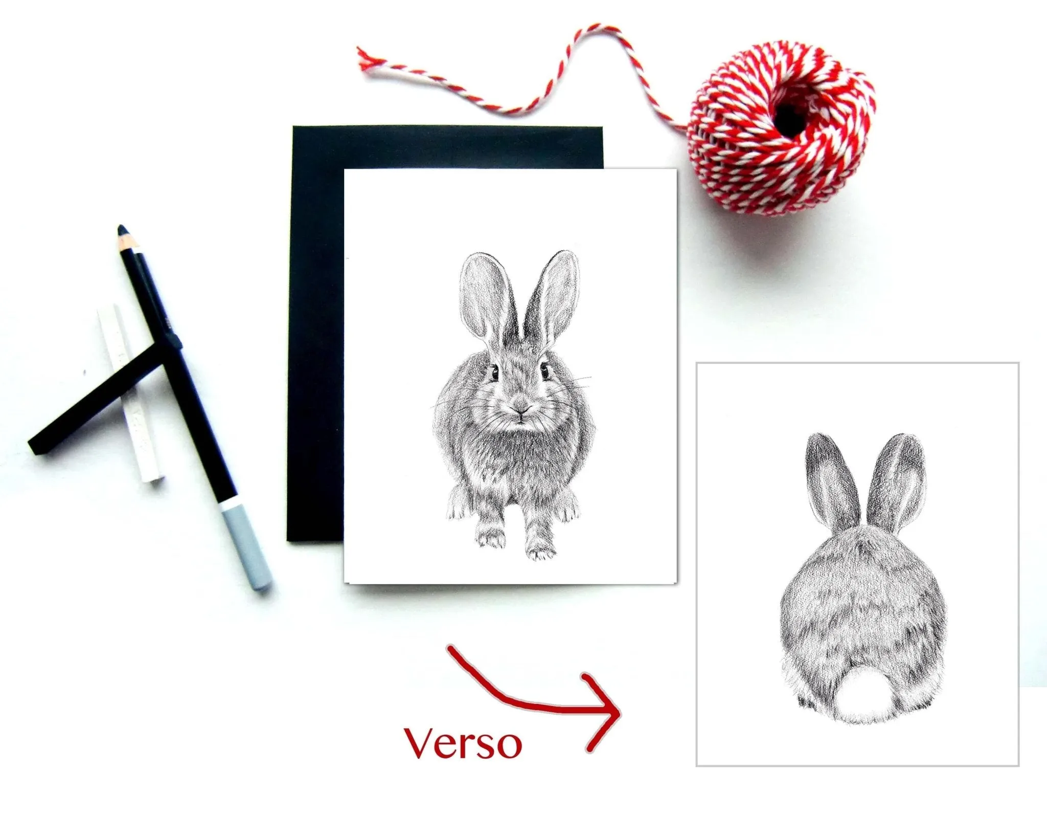 Rabbit front and back Greeting Card