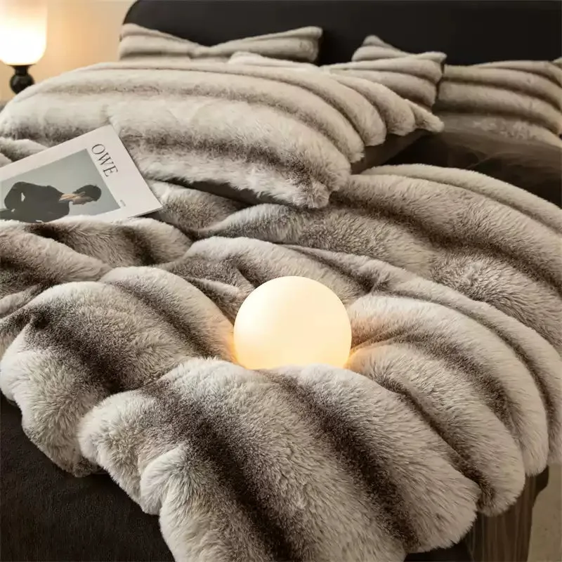 Rabbit Plush Winter Thick Quilt Cover Bedding Sheet 4-pieces set