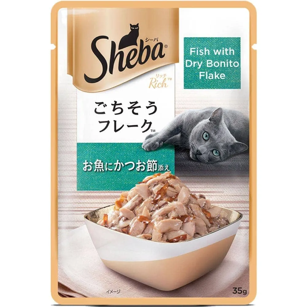 Sheba Fish with Dry Bonito Flake Premium Cat Wet Food and Chicken Flavour Irresistible All Life Stage Cat Dry Food Combo