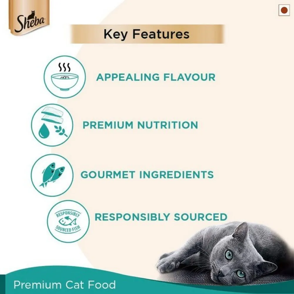 Sheba Fish with Dry Bonito Flake Premium Cat Wet Food and Chicken Flavour Irresistible All Life Stage Cat Dry Food Combo