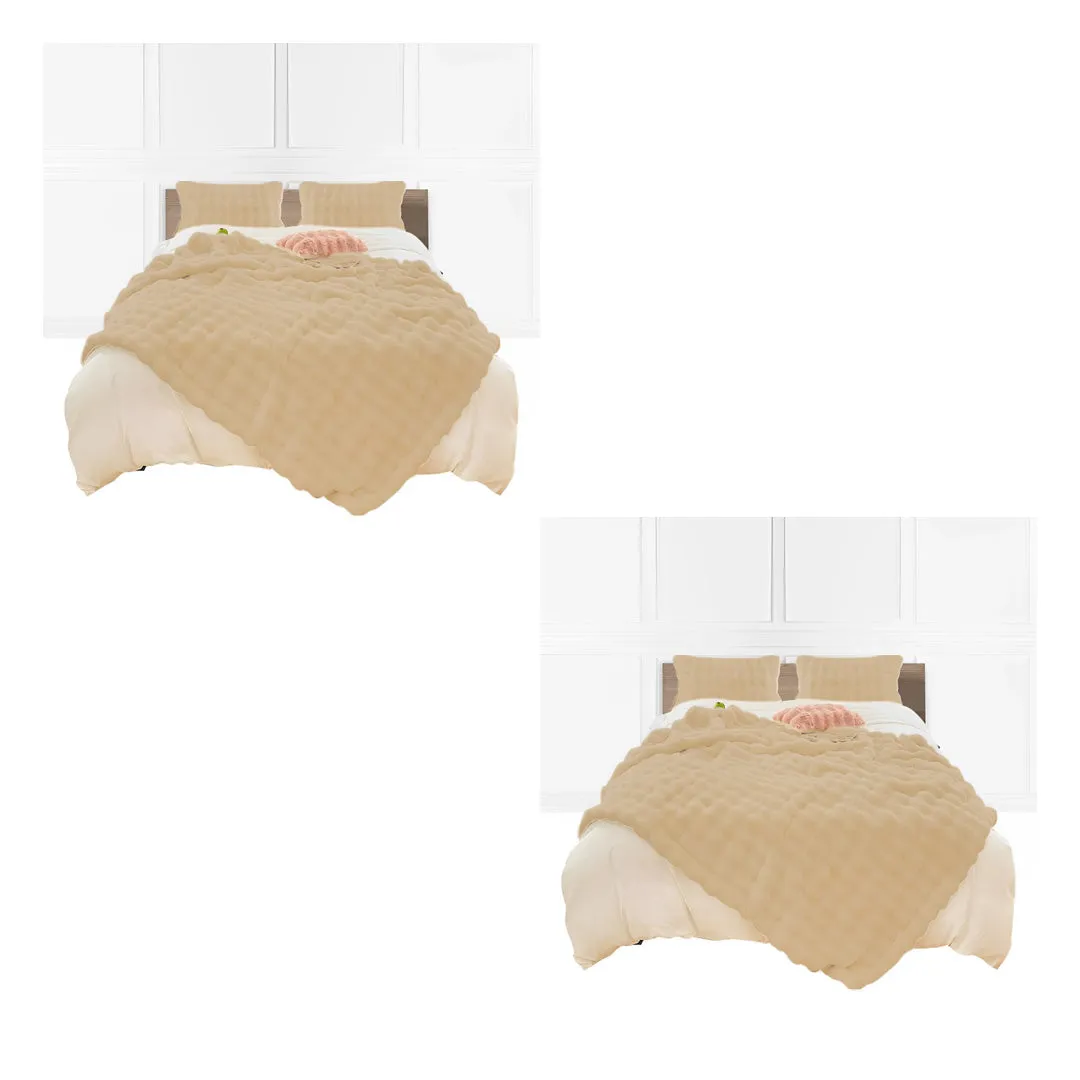 SOGA 2X 160X200cm Throw Blanket Coffee Double Layer Rabbit Fur Cozy Comfort with Stylish Decor