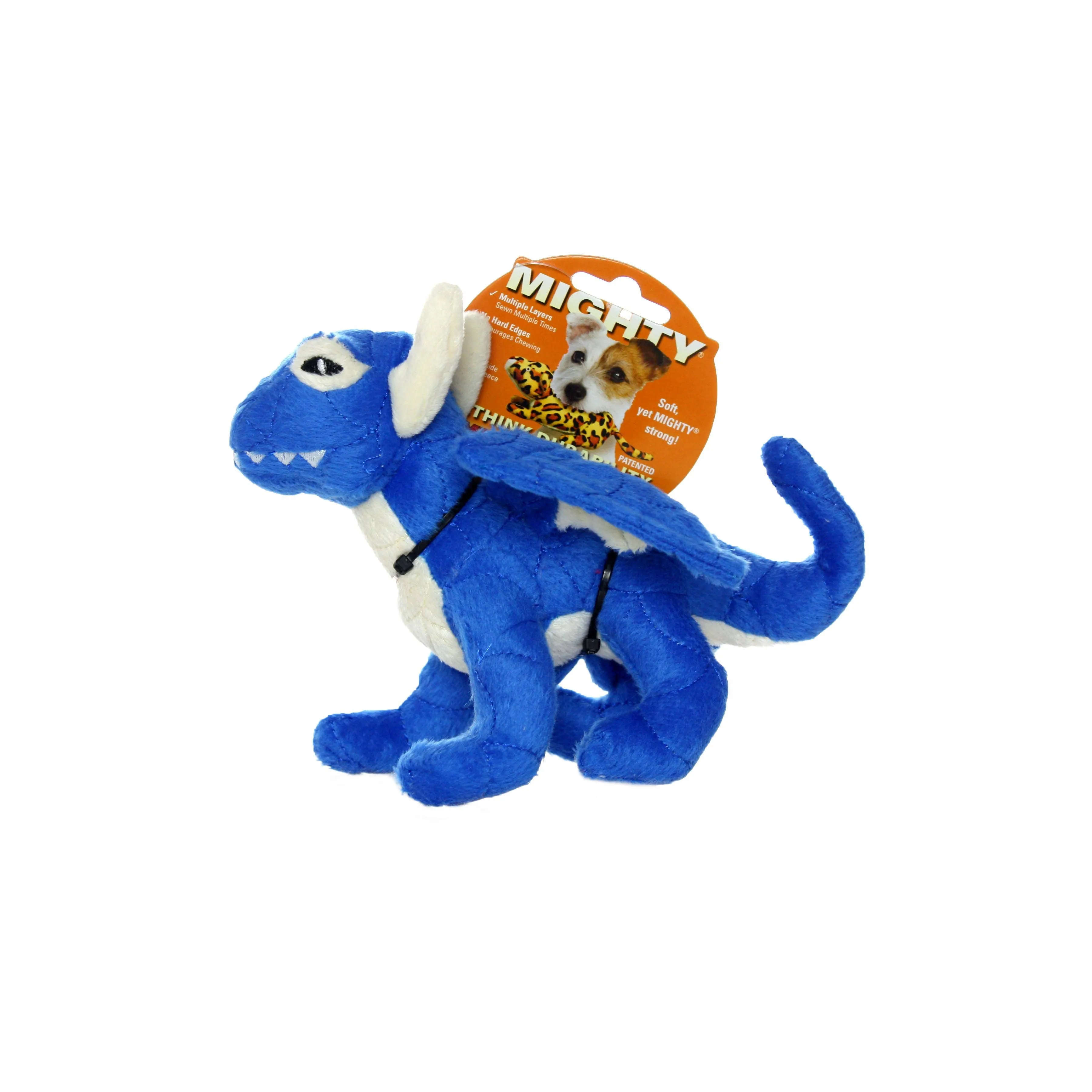 Tuffy Dog Toys - VIP Products - Mighty Jr Dragon - Blue, Plush, Squeaky Dog Toy