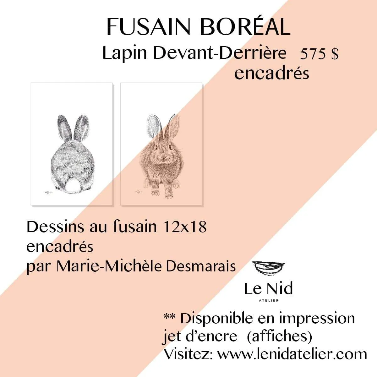**VENDU - Original Artwork - Rabbit duo - front and behind - 12x18 each